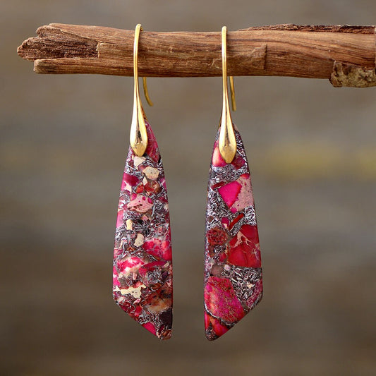 Imperial Jasper Zeya Earrings - Red