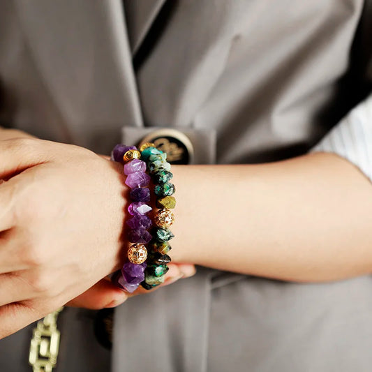 Amethyst Evil Eye Stretch Bracelet