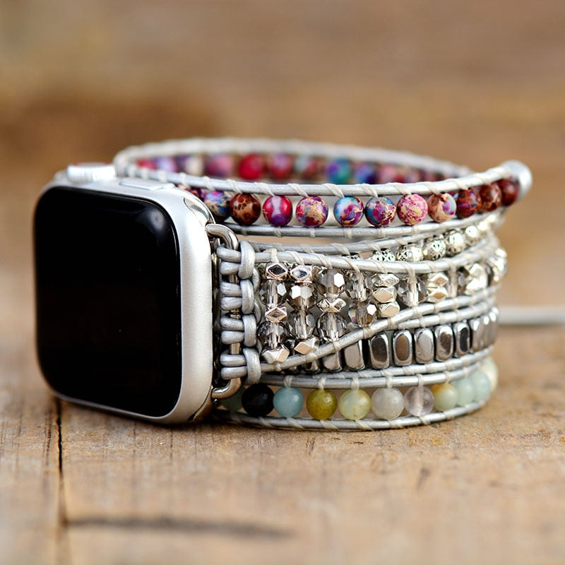 Amazonite & Hematite Tibetan Apple Watch Band