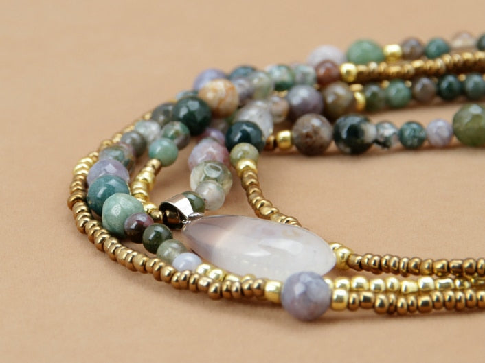 Indian Onyx Teardrop Necklace