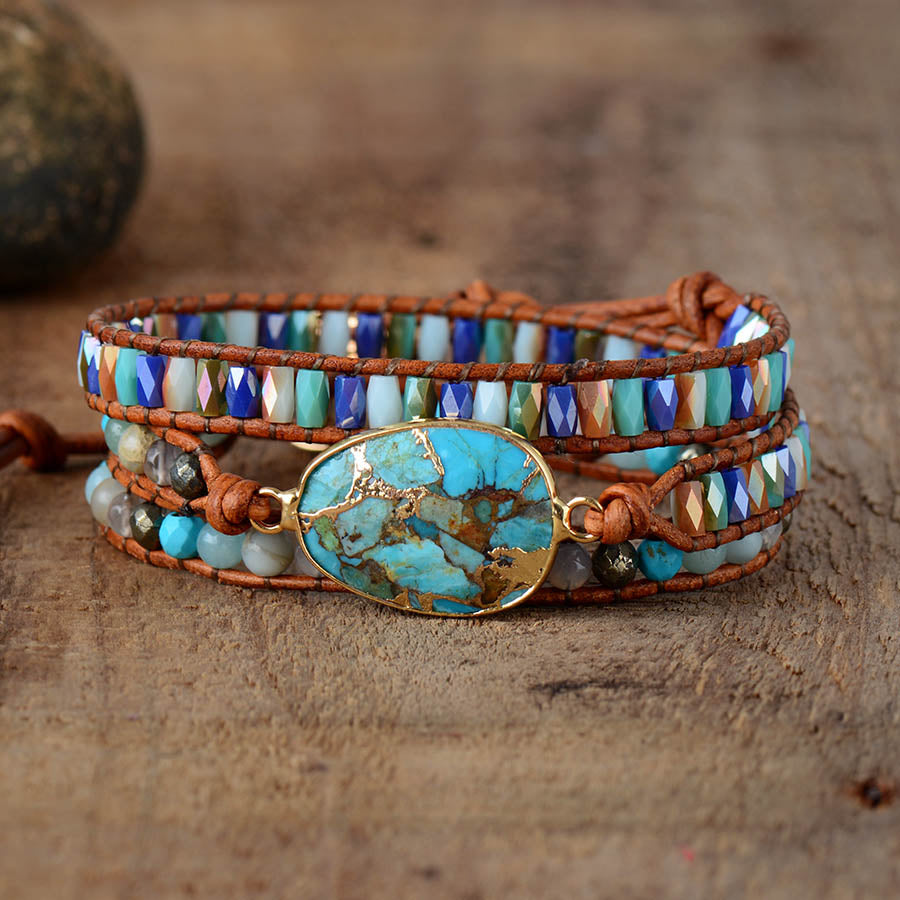 Sehaya Gold Line Turquoise Bracelet Image 05