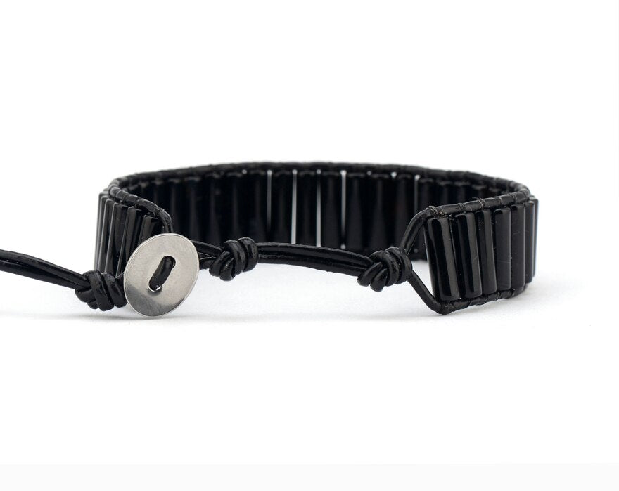 Tube Beads Black Onyx Bracelet