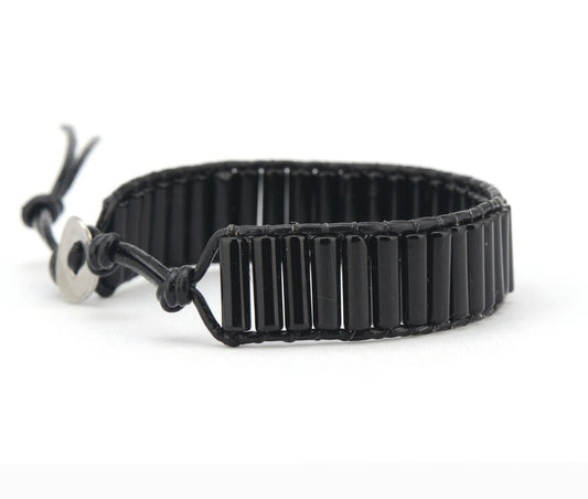 Tube Beads Black Onyx Bracelet