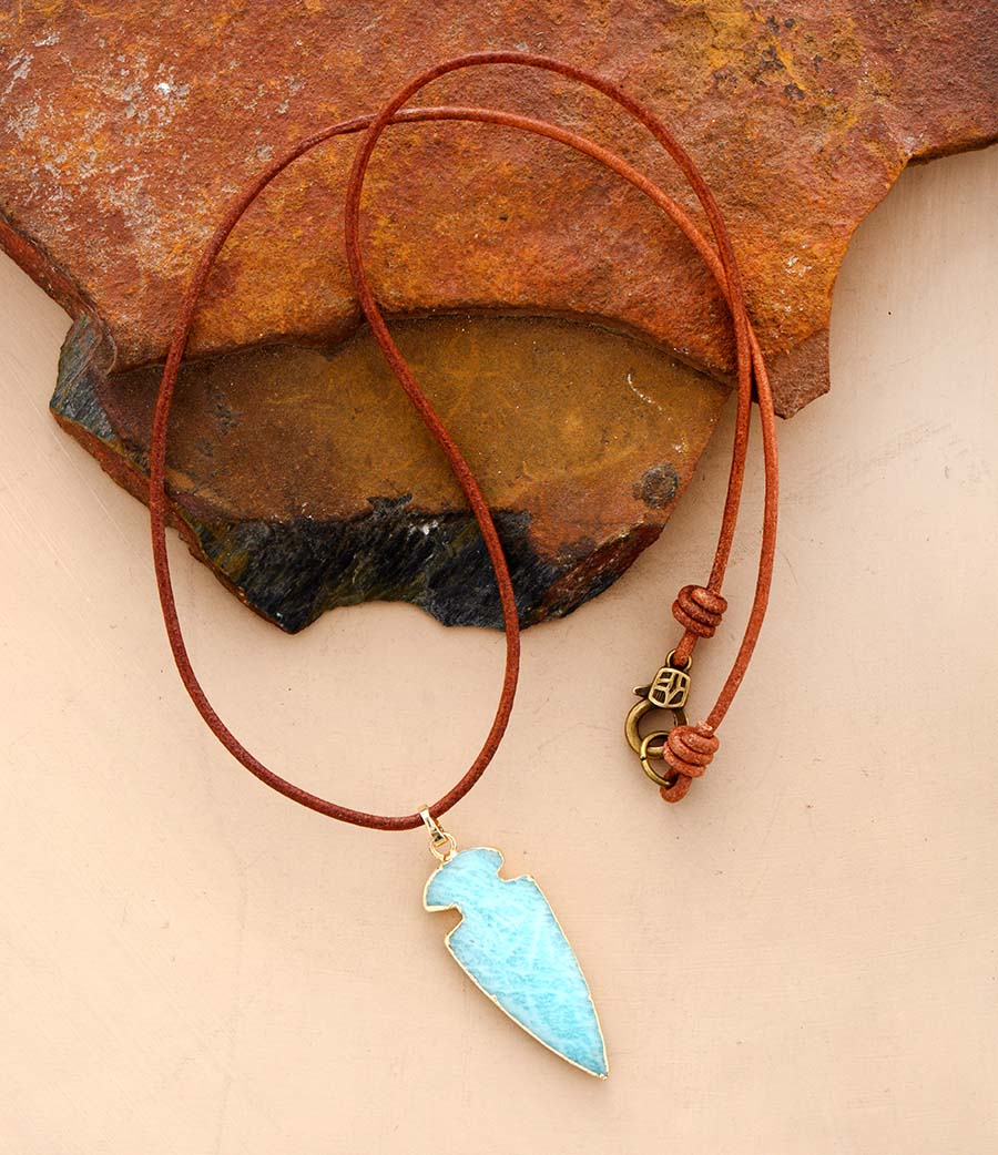 Gilded Amazonite Arrowhead Pendant