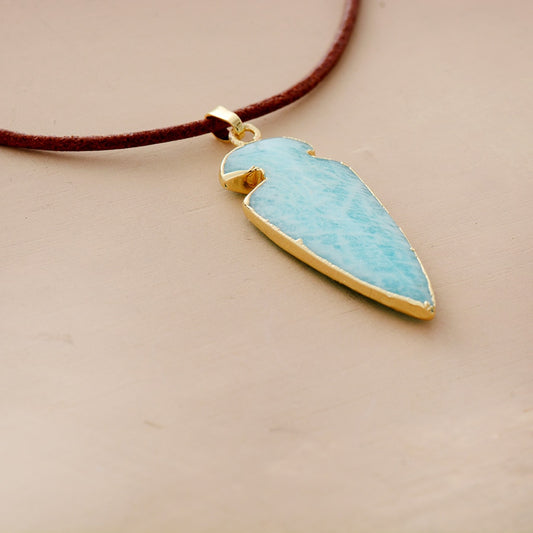 Gilded Amazonite Arrowhead Pendant