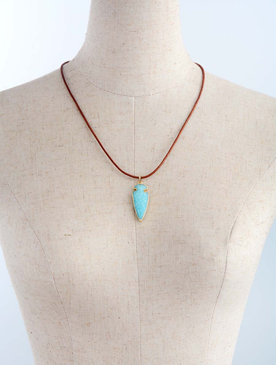 Gilded Amazonite Arrowhead Pendant