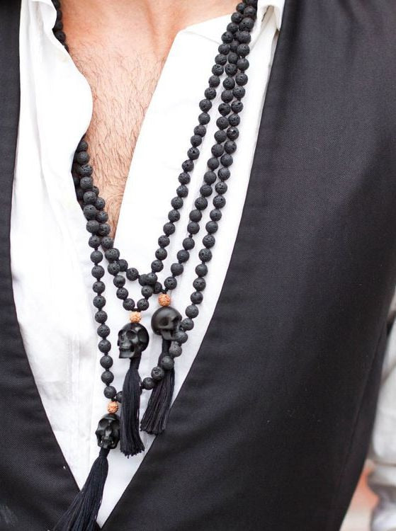 Lava Stone Skull Necklace