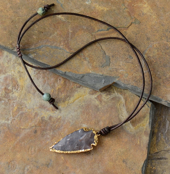 Gilded Labradorite Arrowhead Pendant