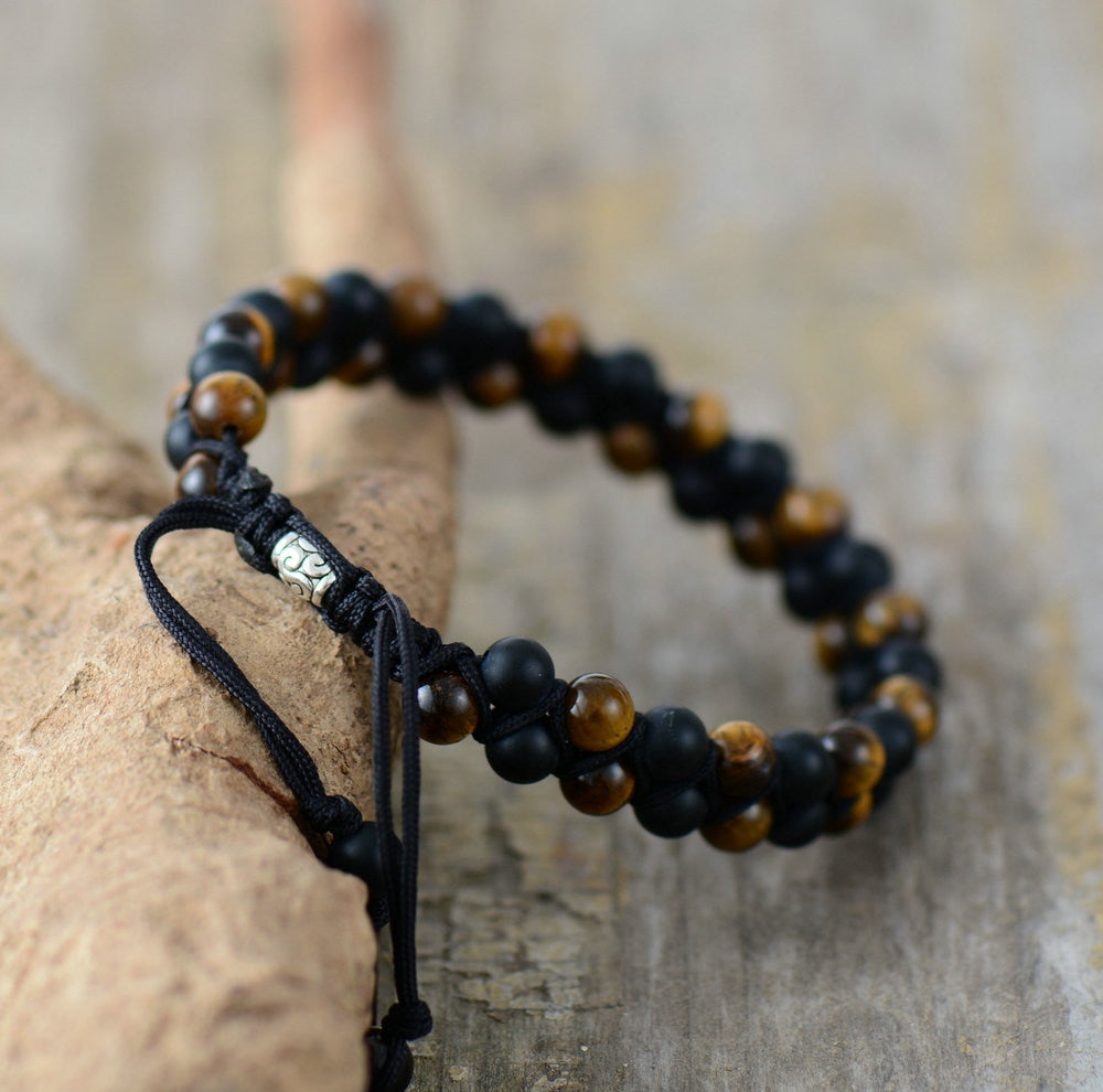 Sehaya Tiger Eye & Black Onyx Steampunk Bracelet 03