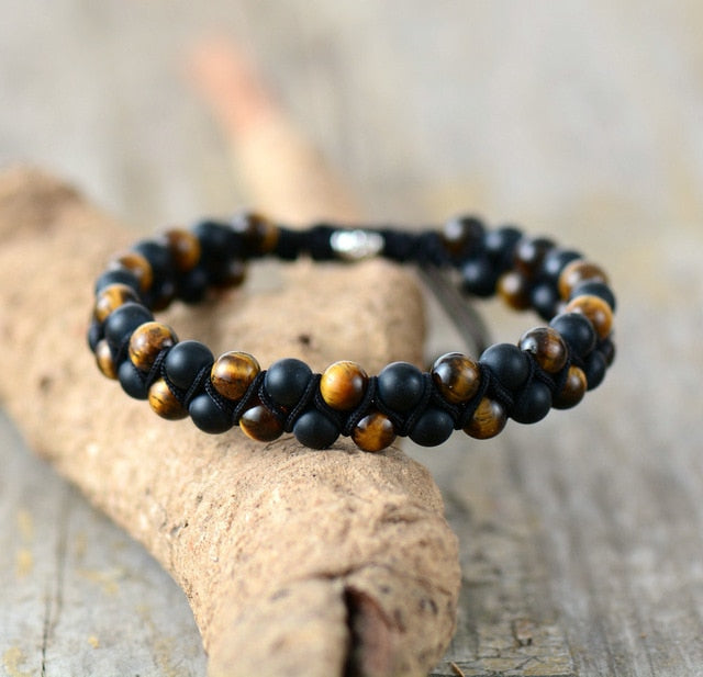 Sehaya Tiger Eye & Black Onyx Steampunk Bracelet 02