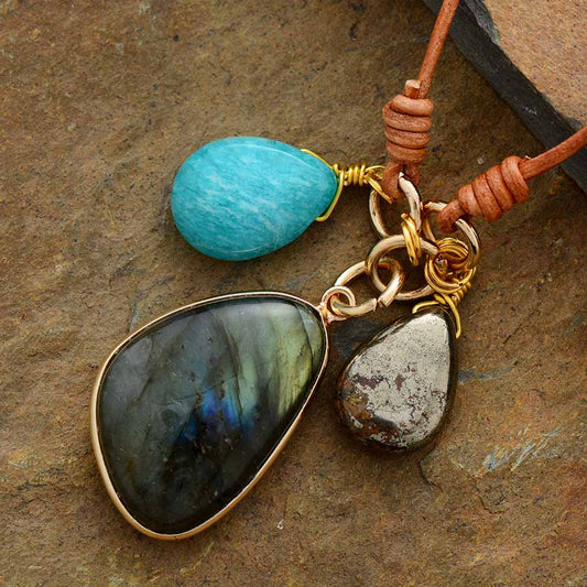 Labradorite & Amazonite Boho Necklace