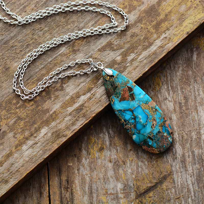 Gold Line Turquoise Teardrop Pendant
