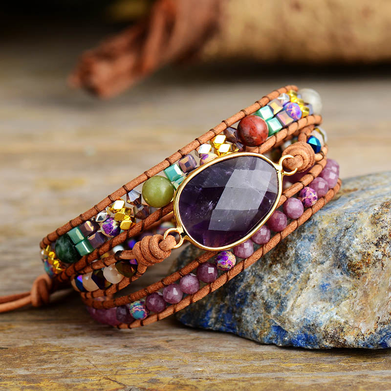 Sehaya Amethyst Crystal Statement Bracelet 02