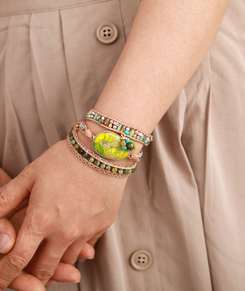 Green Imperial Jasper Wrap Bracelet