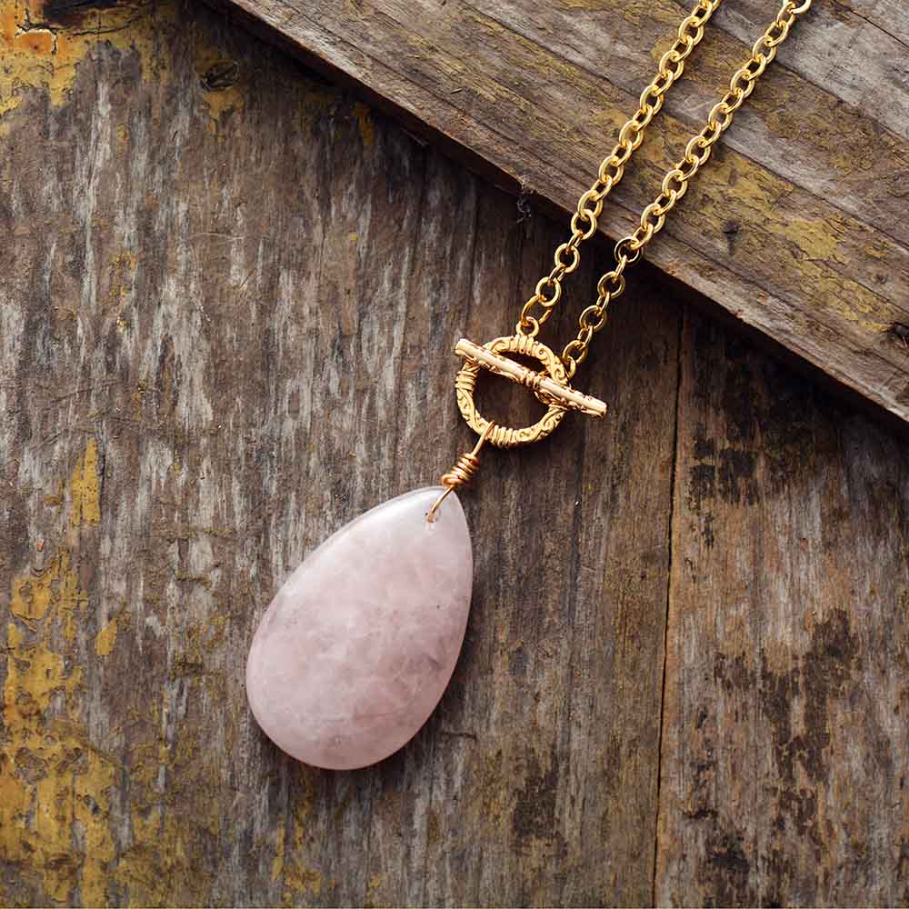 Sehaya Rose Quartz Teardrop Pendant 01