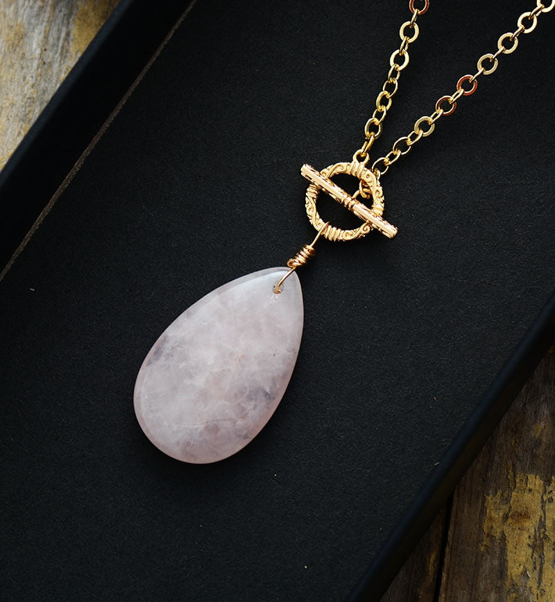 Sehaya Rose Quartz Teardrop Pendant 03