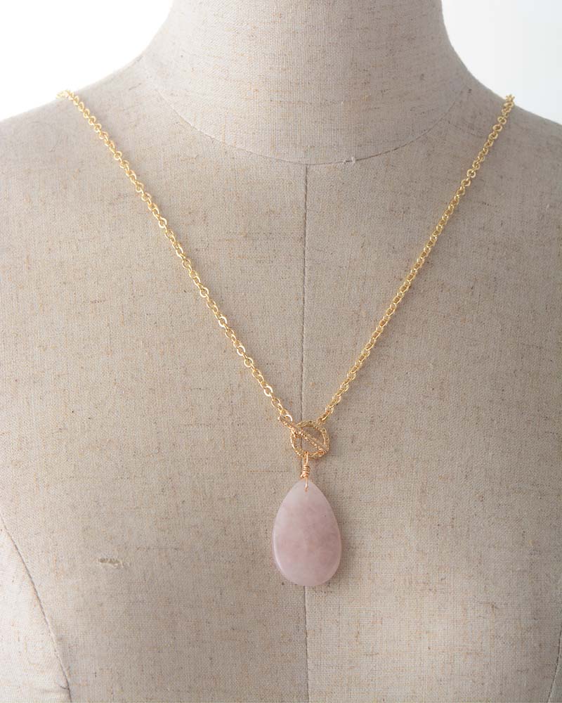 Sehaya Rose Quartz Teardrop Pendant 04