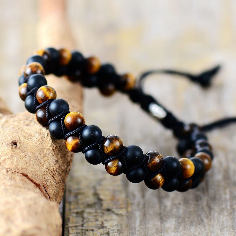 Sehaya Tiger Eye & Black Onyx Steampunk Bracelet 01