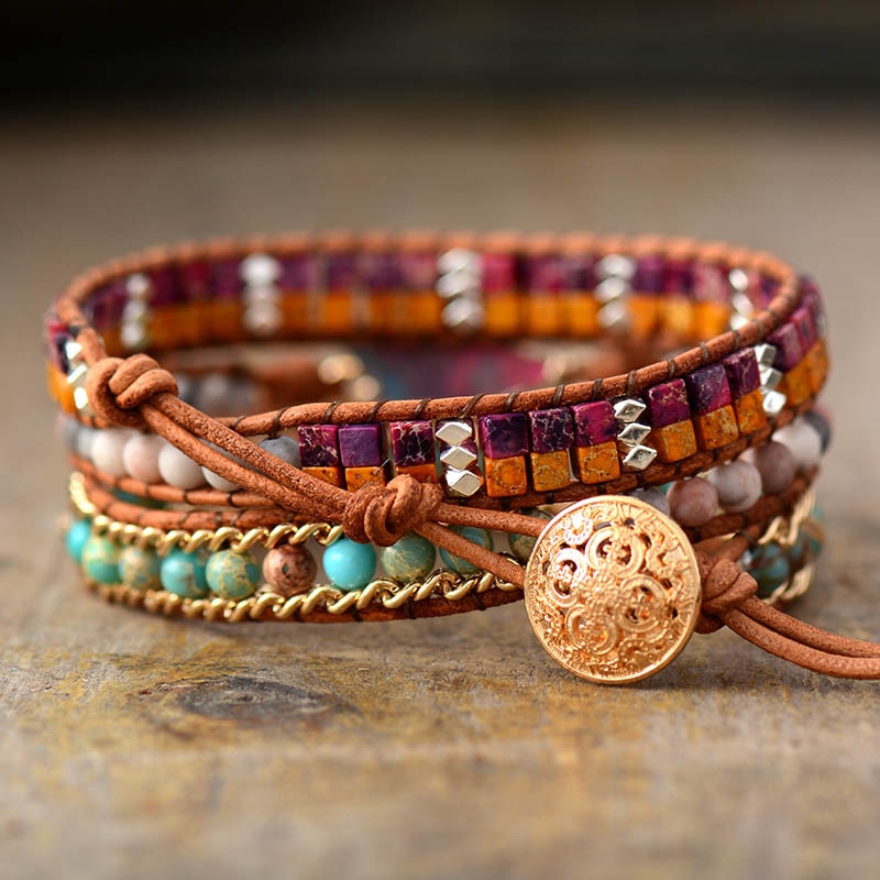 Natural Stones Star Wrap Bracelet