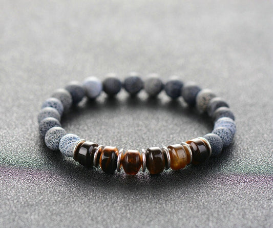 Agate & Tiger Eye Stretch Bracelet