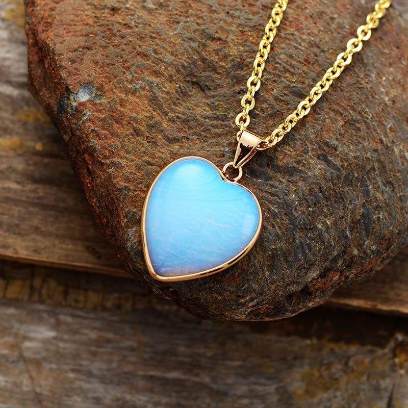 Amazonite Heart Necklace & Earrings Set