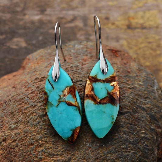 Synthetic Turquoise Jasper Statement Earrings