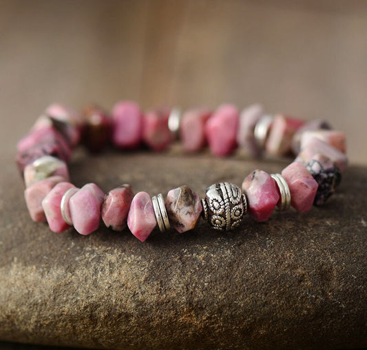 Tree of Life Rhodonite Stretch Bracelet