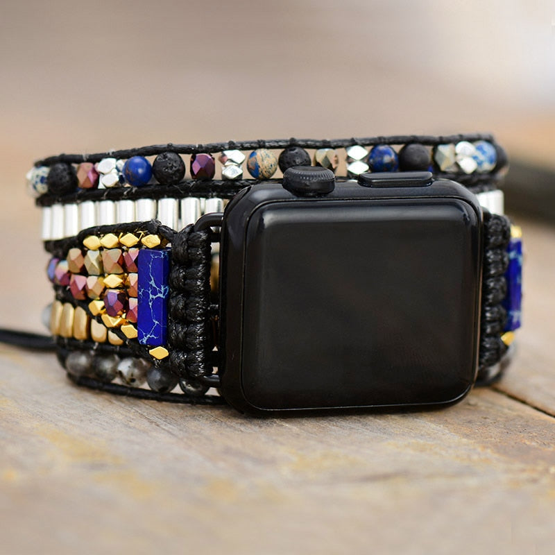 Black Labradorite & Lava Apple Watch Band