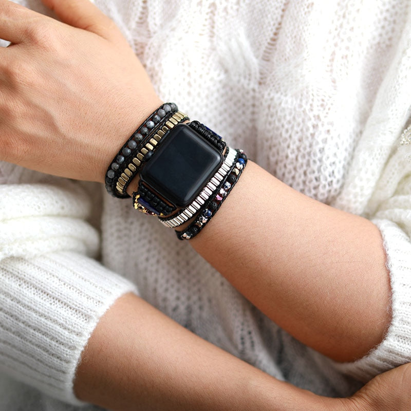 Black Labradorite & Lava Apple Watch Band