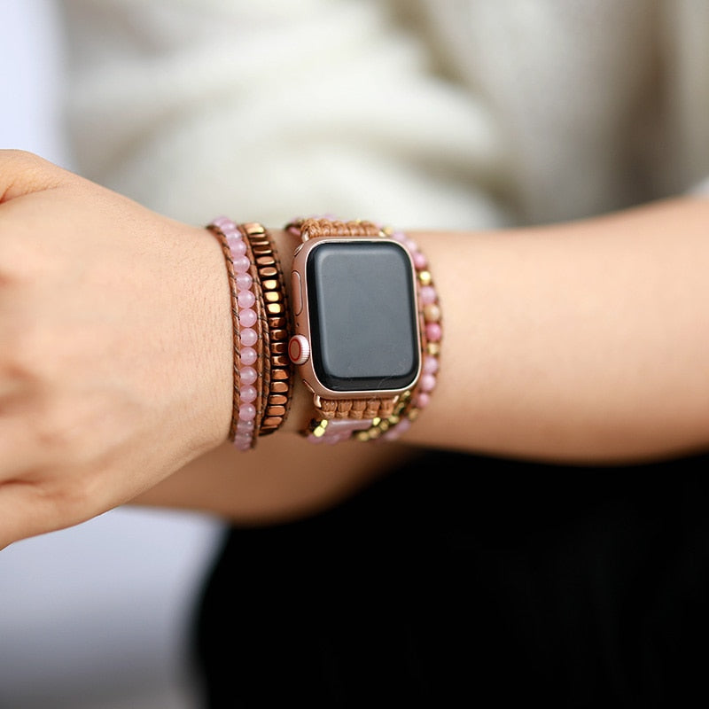 Rose Quartz & Rhodonite Apple Watch Band