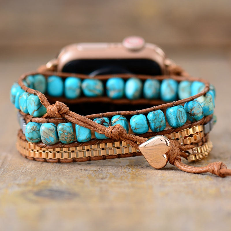 Sehaya Gold Line Turquoise Apple Watch Band 04