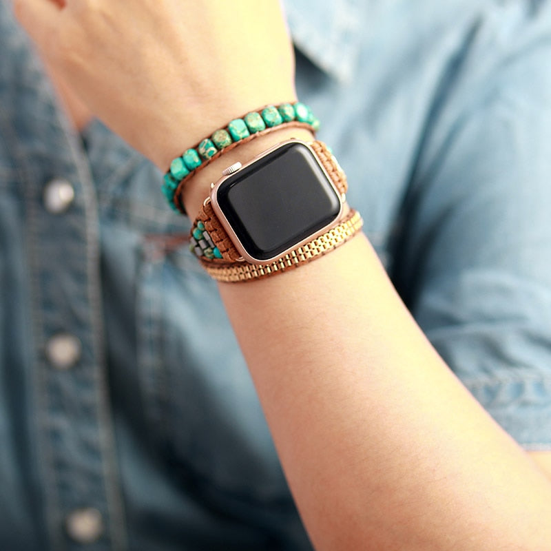 Sehaya Gold Line Turquoise Apple Watch Band 02