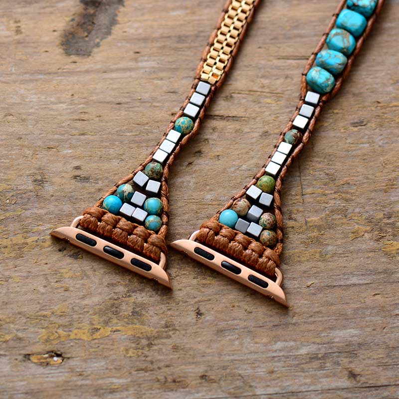 Sehaya Gold Line Turquoise Apple Watch Band 05