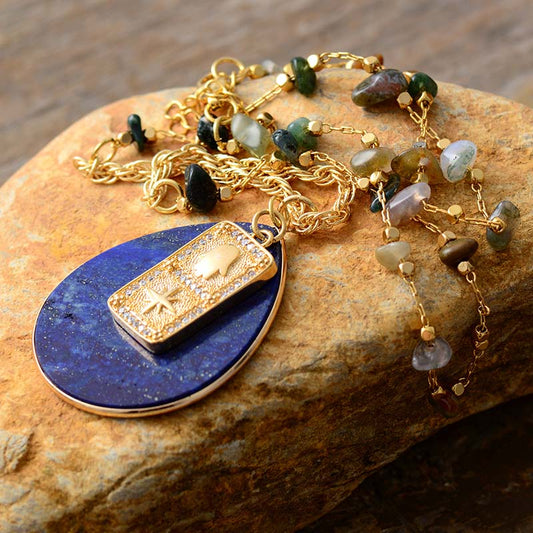 Lapis Lazuli Spiritual Teardrop Necklace