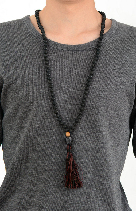 Lava Stone Skull Necklace