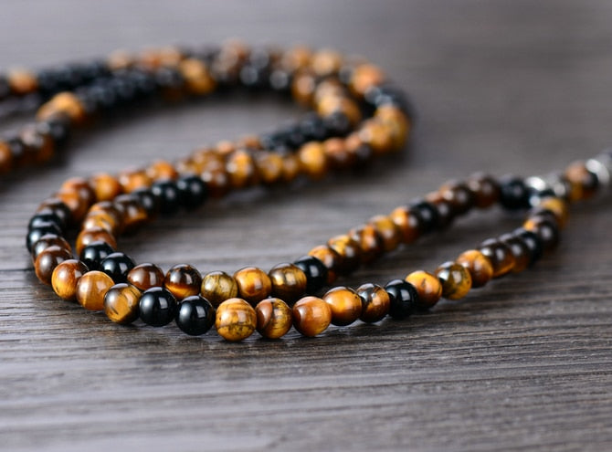 Sehaya Black Onyx & Tiger Eye Hamsa Necklace 03
