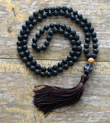 Lava Stone Skull Necklace