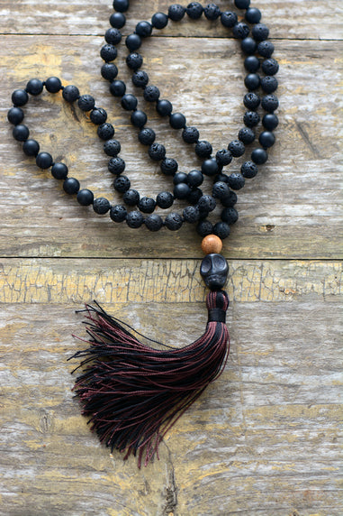 Lava Stone Skull Necklace