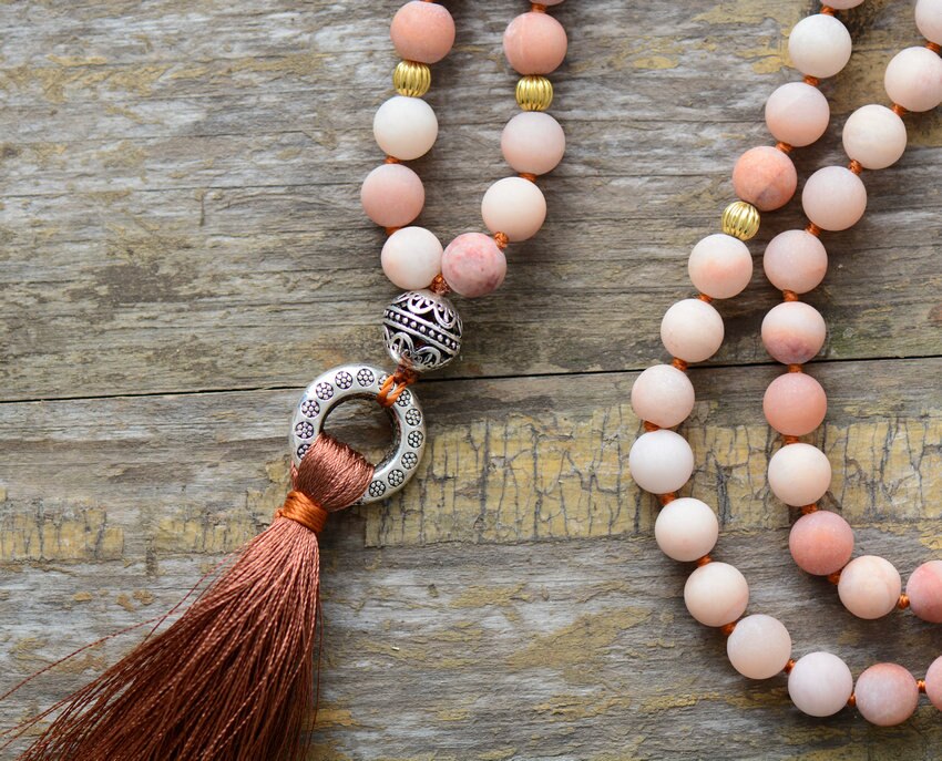 Pink Aventurine Vintage Tassel Necklace