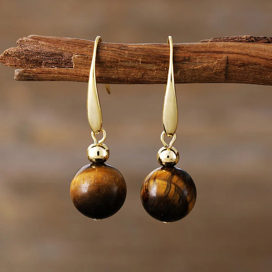 Orbit Earrings - Tiger Eye