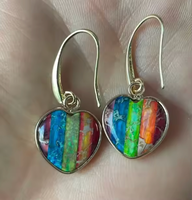 7 Chakra Heart Earrings