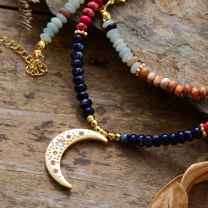 7 Chakra Moon Necklace