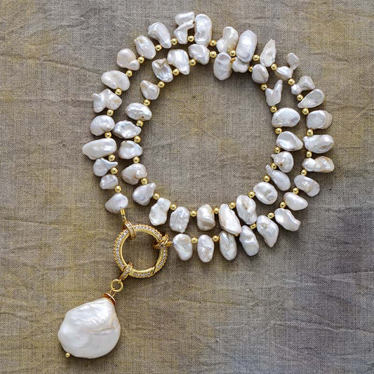 Sehaya Pearl & Zircon Statement Necklace 01