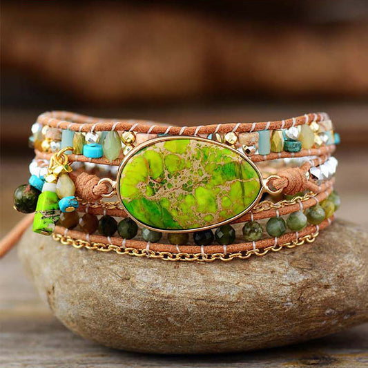 Green Imperial Jasper Wrap Bracelet