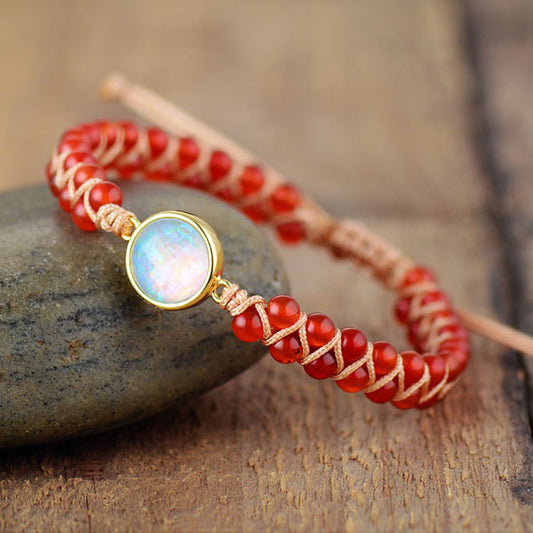 Red Onyx Opal Charm Bracelet