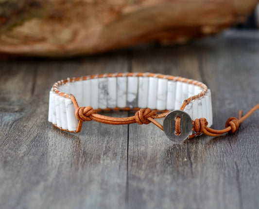 Howlite Tube Beads Bracelet