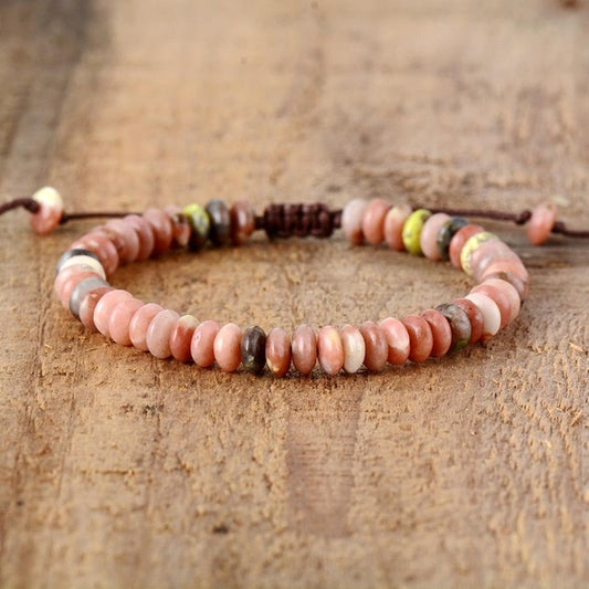 Pink Jasper Disc Beads Bracelet