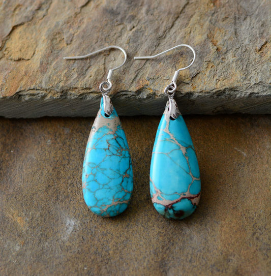 Imperial Jasper Turquoise Teardrop Earrings