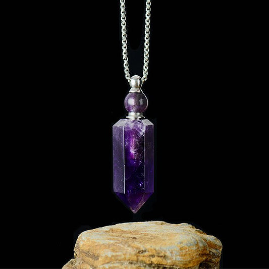 Amethyst Essential Oil Bottle Pendant - Bullet