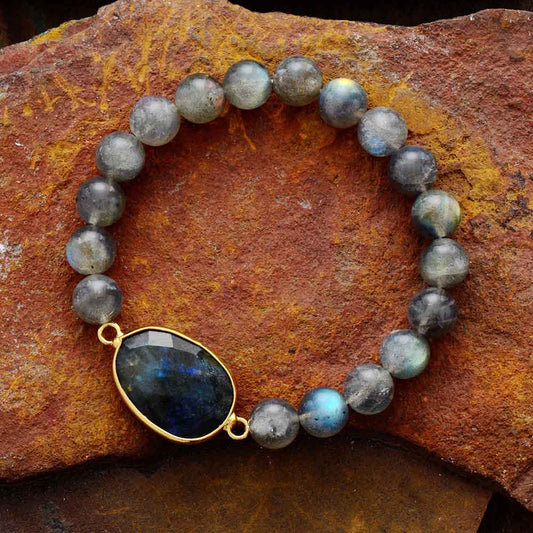 Labradorite Beaded Elastic Bracelet